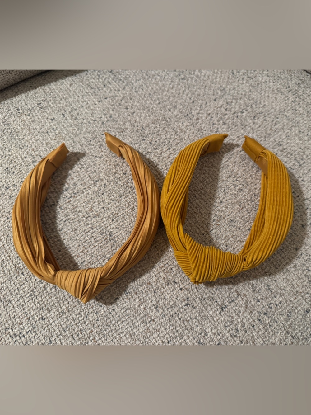 Mustard Yellow Knotted Pleated Headbands - new w/o tags
